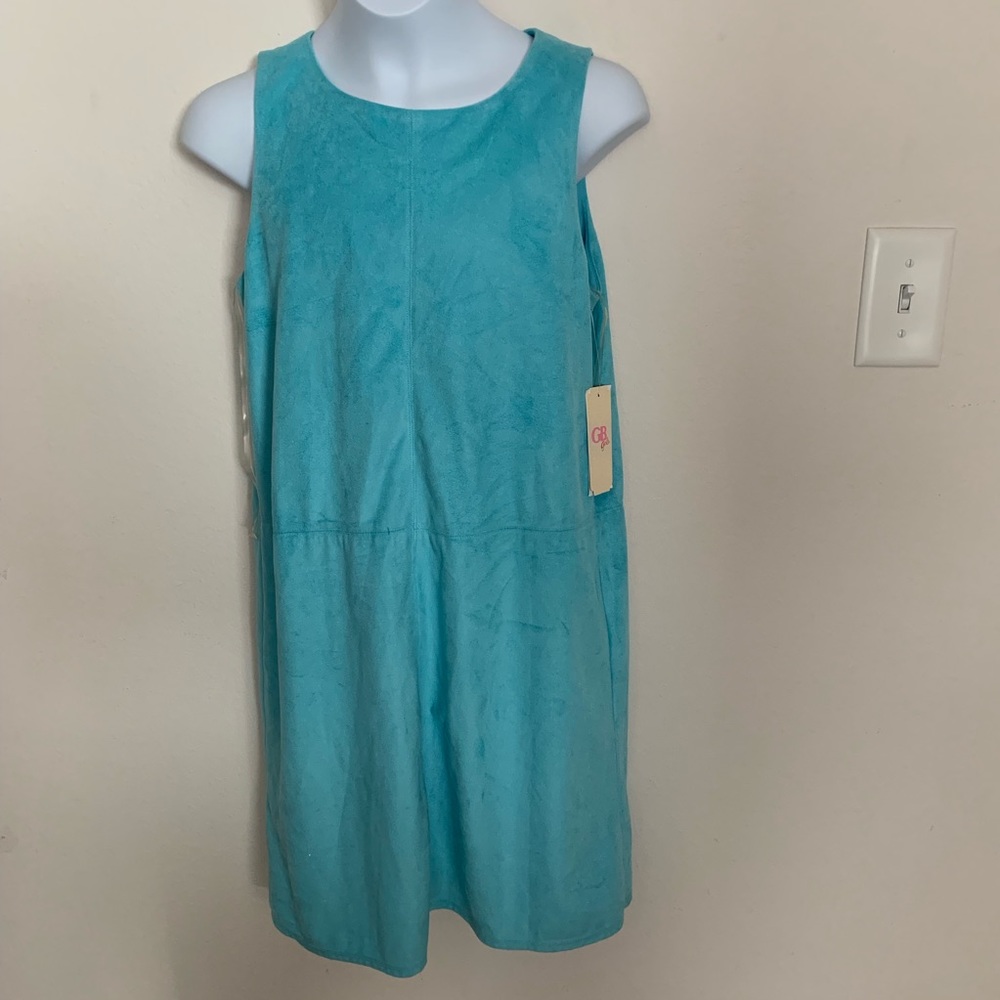 GB Girls Faux Suede Sleeveless Blue Dress